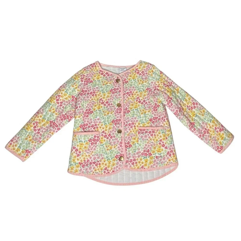 Cupcakes and Cashmere Quilted Jacket Toddler Girls 4T Pink Floral Snap Up